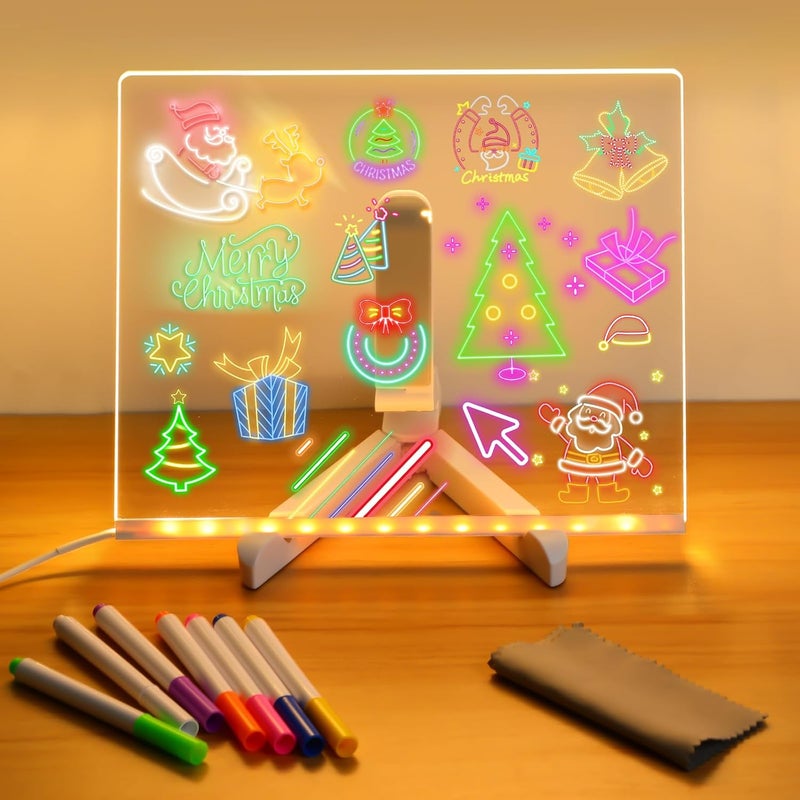 AUJ Led Note Board with Colors, Light Up Acrylic Message Board, Glowing Acrylic Dry Erase Board with Light, Led Boards to Write On, Led Writing Board Led Drawing Board (Medium 7.9 * 7.9 inches) - Image 1